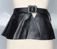 Ultra-ancho Cintura Sello Exterior Pu Cuero Falda Decoración Mujer Versátil Cinturón Camisa Vestido Negro sku image 2