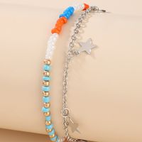 Bohemian Style Multi-color Mixed Wear Rice Bead Multi-layer Anklet Star Double-layer Anklet main image 5