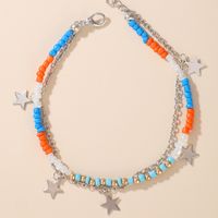 Bohemian Style Multi-color Mixed Wear Rice Bead Multi-layer Anklet Star Double-layer Anklet main image 6