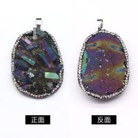 Resin Inlaid Rough Stone Pendant Diamond Crystal Column Rough Stone Electroplated Color Crystal Irregular Water Drop Necklace main image 5