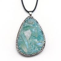 Resin Inlaid Rough Stone Pendant Diamond Crystal Column Rough Stone Electroplated Color Crystal Irregular Water Drop Necklace main image 6
