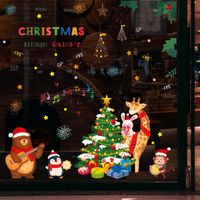 Cartoon Santa Claus Snowman Fawn Glass Window Wall Stickers Wholesale Nihaojewelry main image 1