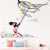 New Girl Swing Fleur Branche Chambre Entrée Accueil Wall Sticker Gros Nihaojewelry main image 4