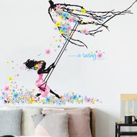 New Girl Swing Fleur Branche Chambre Entrée Accueil Wall Sticker Gros Nihaojewelry main image 5
