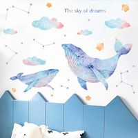 Nouveau Rêveur Baleine Nuages Constellations Décoration De La Maison Stickers Muraux En Gros Nihaojewelry main image 2