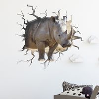Der Neue Mg6020 Cartoon Zerbrochene Wand Wildfish Rhino Boy Zimmer Veranda Wand Dekoration Selbst Klebende Aufkleber main image 1