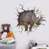 Der Neue Mg6020 Cartoon Zerbrochene Wand Wildfish Rhino Boy Zimmer Veranda Wand Dekoration Selbst Klebende Aufkleber main image 4