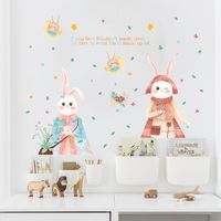 New Cartoon Cute Two Little Rabbits Children's Room Decoration Wall Stickers Wholesale Nihaojewelry main image 4