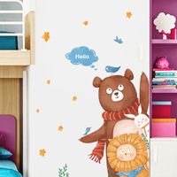 Cartoon Bear Lion Hello Children's Room Door Wall Sticker Wholesale Nihaojewelry main image 3