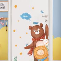 Cartoon Bear Lion Hello Children's Room Door Wall Sticker Wholesale Nihaojewelry main image 4