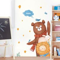 Cartoon Bear Lion Hello Children's Room Door Wall Sticker Wholesale Nihaojewelry main image 5