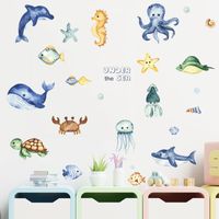 Cartoon Seabed Whale Turtle Octopus Seahorse Children's Bedroom Wall Stickers Wholesale Nihaojewelry main image 3