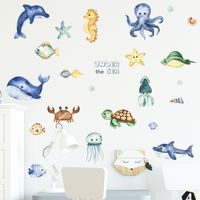 Dessin Animé Fond Marin Baleine Tortue Poulpe Hippocampe Chambre D&#39;enfants Stickers Muraux En Gros Nihaojewelry main image 4