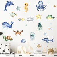 Dessin Animé Fond Marin Baleine Tortue Poulpe Hippocampe Chambre D&#39;enfants Stickers Muraux En Gros Nihaojewelry main image 5