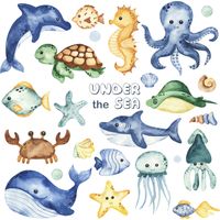 Cartoon Seabed Whale Turtle Octopus Seahorse Children's Bedroom Wall Stickers Wholesale Nihaojewelry main image 6