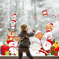 Ht94032 Navidad Dibujos Animados Santa Claus Muñeco De Nieve Venado Ventana De Vidrio Decoración De Pared Pegatinas De Pared main image 3