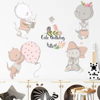 Nouveau Fx-d241 Bande Dessinée Mignon Kitty Enfants De Chambre Couloir Mur Embellir Mural Décoratif Autocollant Auto-adhésif main image 5