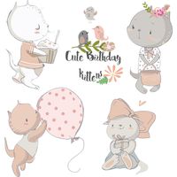 New Fx-d241 Cartoon Cute Kitty Children's Bedroom Hallway Wall Beautifying Decorative Wall Sticker Self-adhesive main image 6