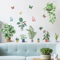 New Potted Succulent Turtle Back Leaf Hanging Basket Butterfly Wall Sticker Wholesale Nihaojewelry main image 1
