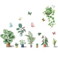 New Potted Succulent Turtle Back Leaf Hanging Basket Butterfly Wall Sticker Wholesale Nihaojewelry main image 6