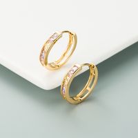 European And American Fashion Ins New Copper-plated Gold Color Zircon Geometric Ear Ring Hip Hop Men's And Women's Earrings Earrings Wholesale main image 3