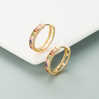European And American Fashion Ins New Copper-plated Gold Color Zircon Geometric Ear Ring Hip Hop Men's And Women's Earrings Earrings Wholesale main image 4