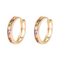 European And American Fashion Ins New Copper-plated Gold Color Zircon Geometric Ear Ring Hip Hop Men's And Women's Earrings Earrings Wholesale main image 6