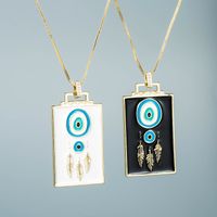 Color Drip Feather Eyes Square Pendant Copper Necklace Wholesale Jewelry Nihaojewelry main image 1