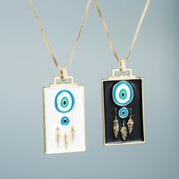 Color Drip Feather Eyes Square Pendant Copper Necklace Wholesale Jewelry Nihaojewelry main image 2