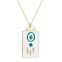 Color Drip Feather Eyes Square Pendant Copper Necklace Wholesale Jewelry Nihaojewelry main image 6