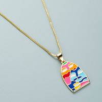 Devil's Eye Series Fashion Colorful Oil Necklace Eye Geometric Pendant Necklace Female Copper Plated Gold Zircon Clavicle Chain main image 3