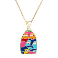 Devil's Eye Series Fashion Colorful Oil Necklace Eye Geometric Pendant Necklace Female Copper Plated Gold Zircon Clavicle Chain main image 6