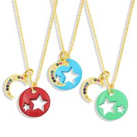 Cross-border European And American Simple And Short Dripping Oil Hollow Pentagram Moon Necklace Fashion Personality Clavicle Necklace Nky83 main image 1