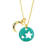 Cross-border European And American Simple And Short Dripping Oil Hollow Pentagram Moon Necklace Fashion Personality Clavicle Necklace Nky83 main image 4