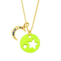 Cross-border European And American Simple And Short Dripping Oil Hollow Pentagram Moon Necklace Fashion Personality Clavicle Necklace Nky83 main image 3