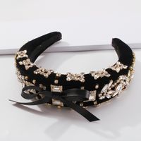 F3601 Croix-frontière Automne Et D'hiver Nouveau Cheveux Accessoires Éponge Exquis Strass Bandeau Arc Élégant Lady Défilé Bandeau main image 3