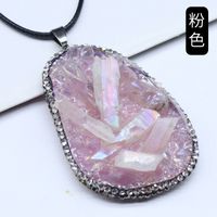 Resin Inlaid Rough Stone Pendant Diamond Crystal Column Rough Stone Electroplated Color Crystal Irregular Water Drop Necklace sku image 2
