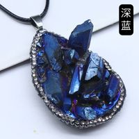 Resin Inlaid Rough Stone Pendant Diamond Crystal Column Rough Stone Electroplated Color Crystal Irregular Water Drop Necklace sku image 4