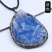Resin Inlaid Rough Stone Pendant Diamond Crystal Column Rough Stone Electroplated Color Crystal Irregular Water Drop Necklace sku image 10