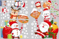 Ht94032 Christmas Cartoon Santa Claus Snowman Deer Glass Window Wall Decoration Wall Stickers sku image 1