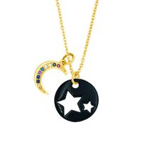 Cross-border European And American Simple And Short Dripping Oil Hollow Pentagram Moon Necklace Fashion Personality Clavicle Necklace Nky83 sku image 5