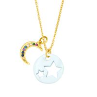 Cross-border European And American Simple And Short Dripping Oil Hollow Pentagram Moon Necklace Fashion Personality Clavicle Necklace Nky83 sku image 6
