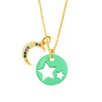 Cross-border European And American Simple And Short Dripping Oil Hollow Pentagram Moon Necklace Fashion Personality Clavicle Necklace Nky83 sku image 7