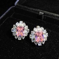 Color Treasure Set Ascher Yellow Diamond Topaz Blue Argyle Pink Square Diamond Ring Earrings Pendant sku image 7