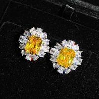 Color Treasure Set Ascher Yellow Diamond Topaz Blue Argyle Pink Square Diamond Ring Earrings Pendant sku image 9
