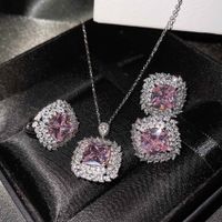 The New Luxury Color Treasure Set Inlaid With Ascher Yellow Diamonds Topa Blue Argyle Powder Ring Earrings Pendant sku image 7