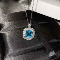 The New Luxury Color Treasure Set Inlaid With Ascher Yellow Diamonds Topa Blue Argyle Powder Ring Earrings Pendant sku image 5
