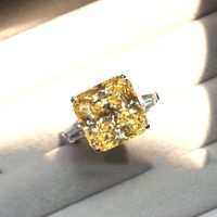 Super Flash Ascut Yellow Diamond Open Ring Luxury Simulation Zircon Square Diamond Engagement Ring sku image 1