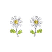 Super Flash High Carbon Diamond Small Daisy Small Flower Earrings Chrysanthemum Earrings sku image 1