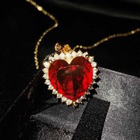 Imitation Natural Tanzanite Sapphire Heart Of The Sea Pendant Emerald Cut Heart-shaped Colorful Treasure Necklace sku image 4